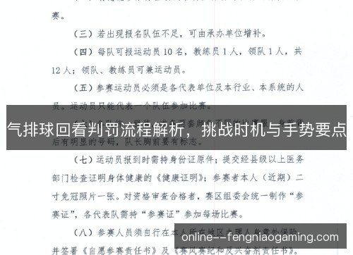 气排球回看判罚流程解析，挑战时机与手势要点